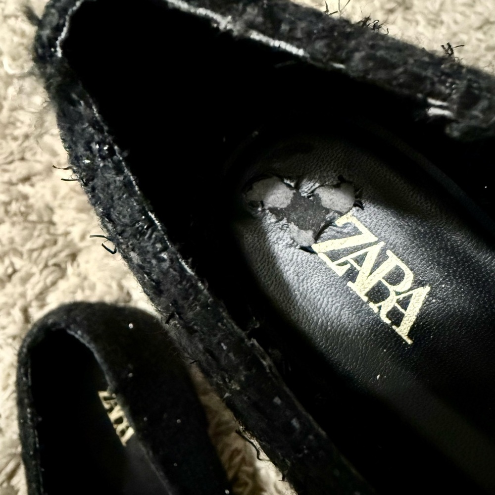 Square toe embellished fabric ballet flats Zara 37 - Picture 6 of 6